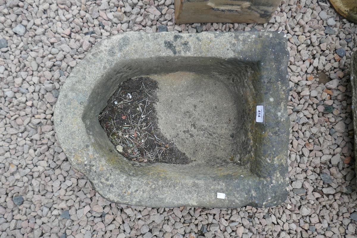 Antique D end stone trough - Image 2 of 3