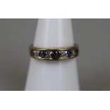 Gold sapphire and diamond set ring - Approx size: M