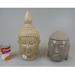 Ceramic Buddha image together with a ceramic budda incence oil burner - Approx height of tallest: