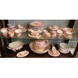 Large collection of red & white china