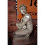 Well modelled resin/fibreglass crouching nude statue - Approx height: 72cm