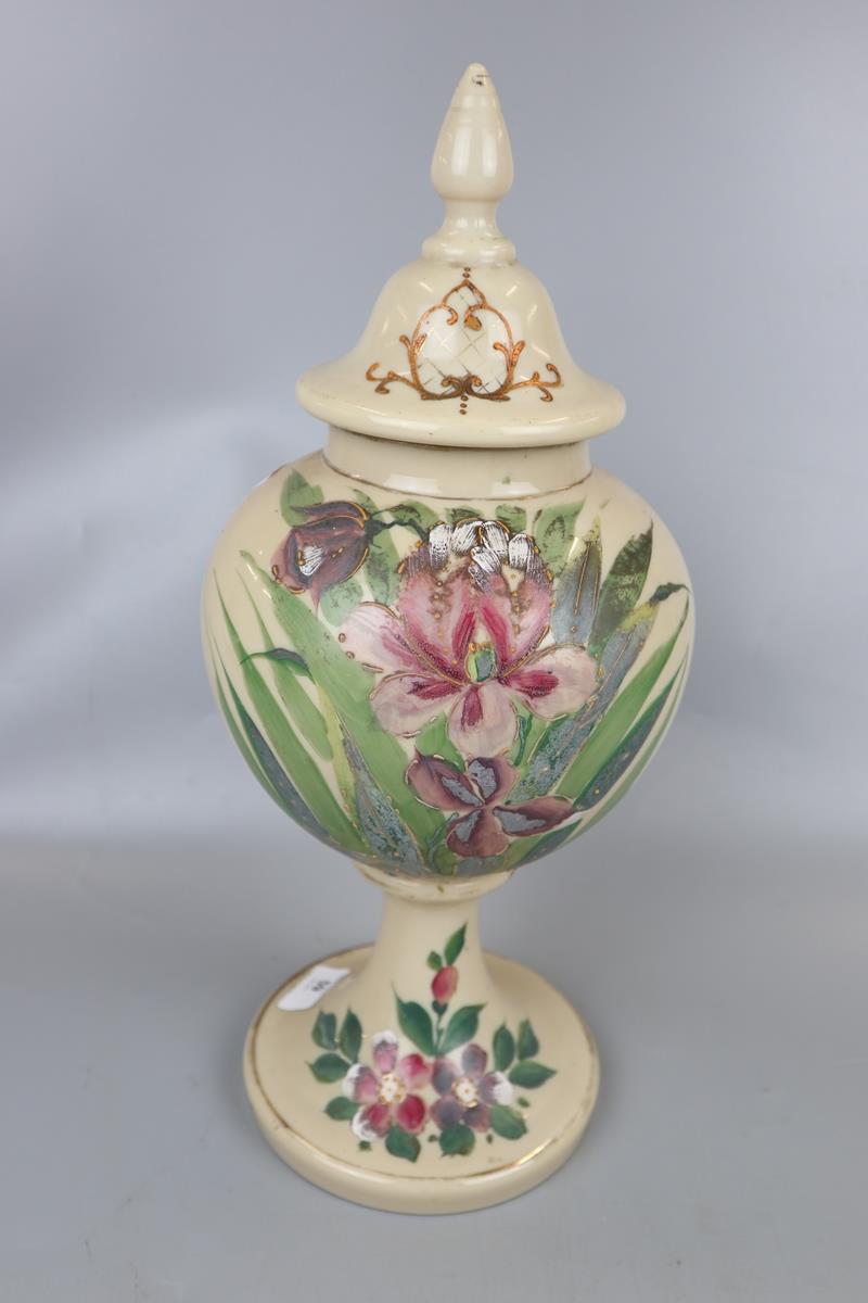 Hand painted milk glass jug and vase together with blush ivory vase - Image 8 of 9