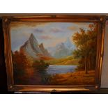 Oil on canvas - River scene by T Van Alstyne - Approx image size: 100cm x 75cm