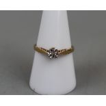 Gold diamond solitaire ring - Approx size: P