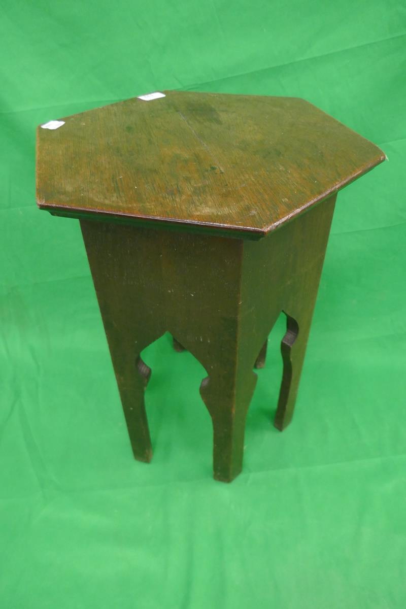 Antique oak hexagonal occasional table