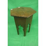 Antique oak hexagonal occasional table