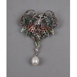Silver and enamel Art Nouveau style pendant
