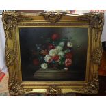 Oil on board - Still life in attractive gilt frame - Approx image size: 59cm x 49cm