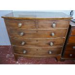19thC mahogany bow fronted chest of 2 over 3 drawers - Approx size W: 106cm D: 59cm H: 101cm