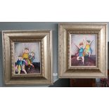 J. Roy Baz - Pair of oils on canvas - Dancing Girls - Signed - Approx image size: 21cm x 26cm