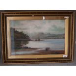 J W Stedman watercolour - Coastal scene - Approx image size: 52cm x 33cm