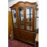 Large glazed display cabinet on base - Approx size: W: 132cm D: 44cm H: 214cm