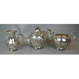3 piece old Sheffield silver plate tea service Presented to colour sergeant Miller dated 1887
