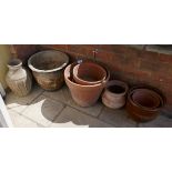 Collection of garden pots to include terracotta