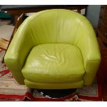 Retro green leather swivel chair