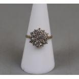 Gold stone set cluster ring - Approx size: O