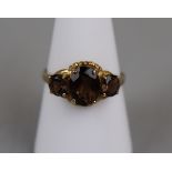 Gold 3 stone topaz ring - Approx size: P