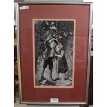 A large Cash's silk woven picture in monochrome mounted frame