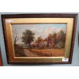 Oil on canvas - Rural scene signed Harper - Approx image size: 30cm x 19cm