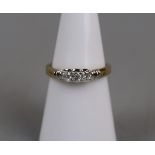 Gold 3 stone diamond ring - Approx size: M
