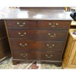 Georgian oak chest of drawers - Approx size: W: 95cm D: 47cm H: 98cm