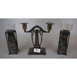 WMF - Pair of posy vases together with a candle stick - Approx height: 17cm