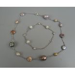 Silver freshwater pearl necklace and bracelet