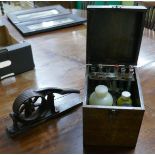 Science lab soil testing kit together with cast iron wheel device