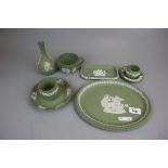 Small collection of green Jasperware