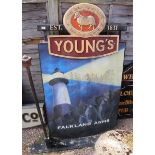 Big Youngs double sided pub sign with bracket - Approx size: 108cm x 186cm