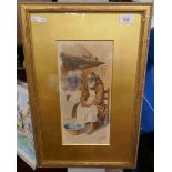 Watercolour of monk - Signed E. Vitali Rome - Approx image size: 15cm x 33cm