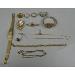 Collection of jewellery and watches to include gold cased ladies watch