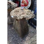 Antique staddle stone with top