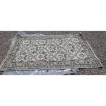 Indian wool white pattered rug