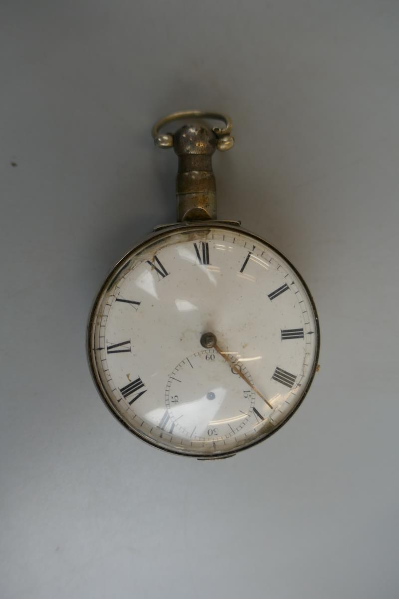 Hallmarked silver pocket watch and case marked Tho Smith 1813 - Image 4 of 8