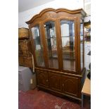 Large glazed display cabinet on base - Approx size: W: 132cm D: 44cm H: 214cm