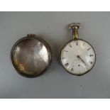 Hallmarked silver pocket watch and case marked Tho Smith 1813