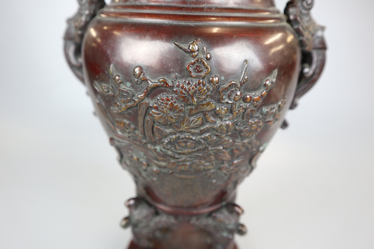 Oriental bronze urn - Approx height: 35cm - Image 3 of 8