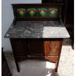 Marble top tile back washstand