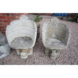 Pair of stone garden seats