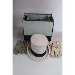Top hat in case with gloves - Lincoln Bennett and Co. of Bond Street London