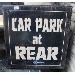 Car Park at Rear pub sign - Approx size: 60cm x 62cm