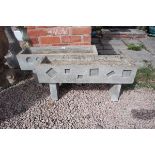 Pair of stone troughs with legs - Approx length: 84cm