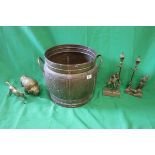 Collection of brass to include coal bucket