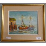 Oil on canvas - Nautical scene K Conden - Approx image size: 24cm x 19cm