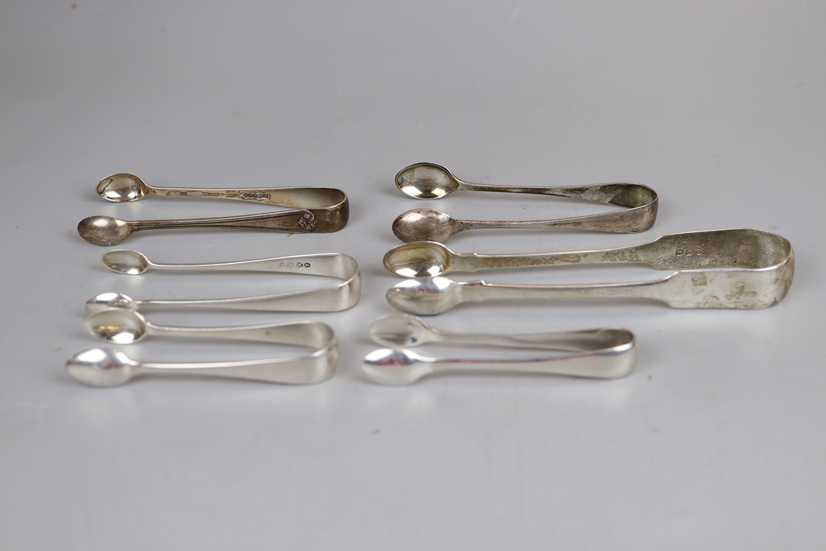 6 pairs of hallmarked silver tongs - Approx. weight 138g - Image 2 of 5