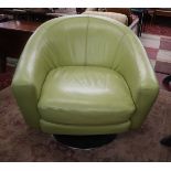 Retro green leather swivel chair