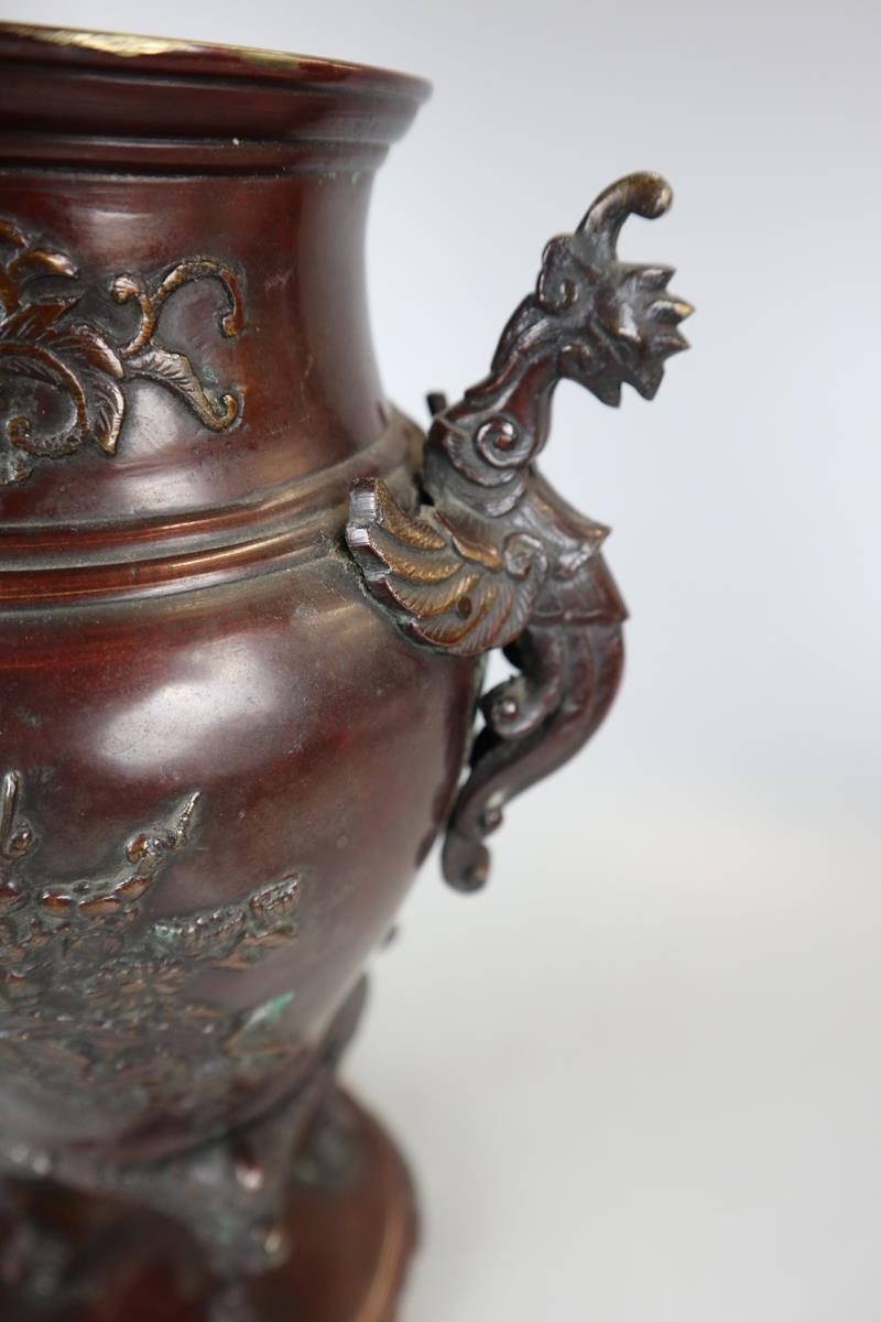 Oriental bronze urn - Approx height: 35cm - Image 2 of 8