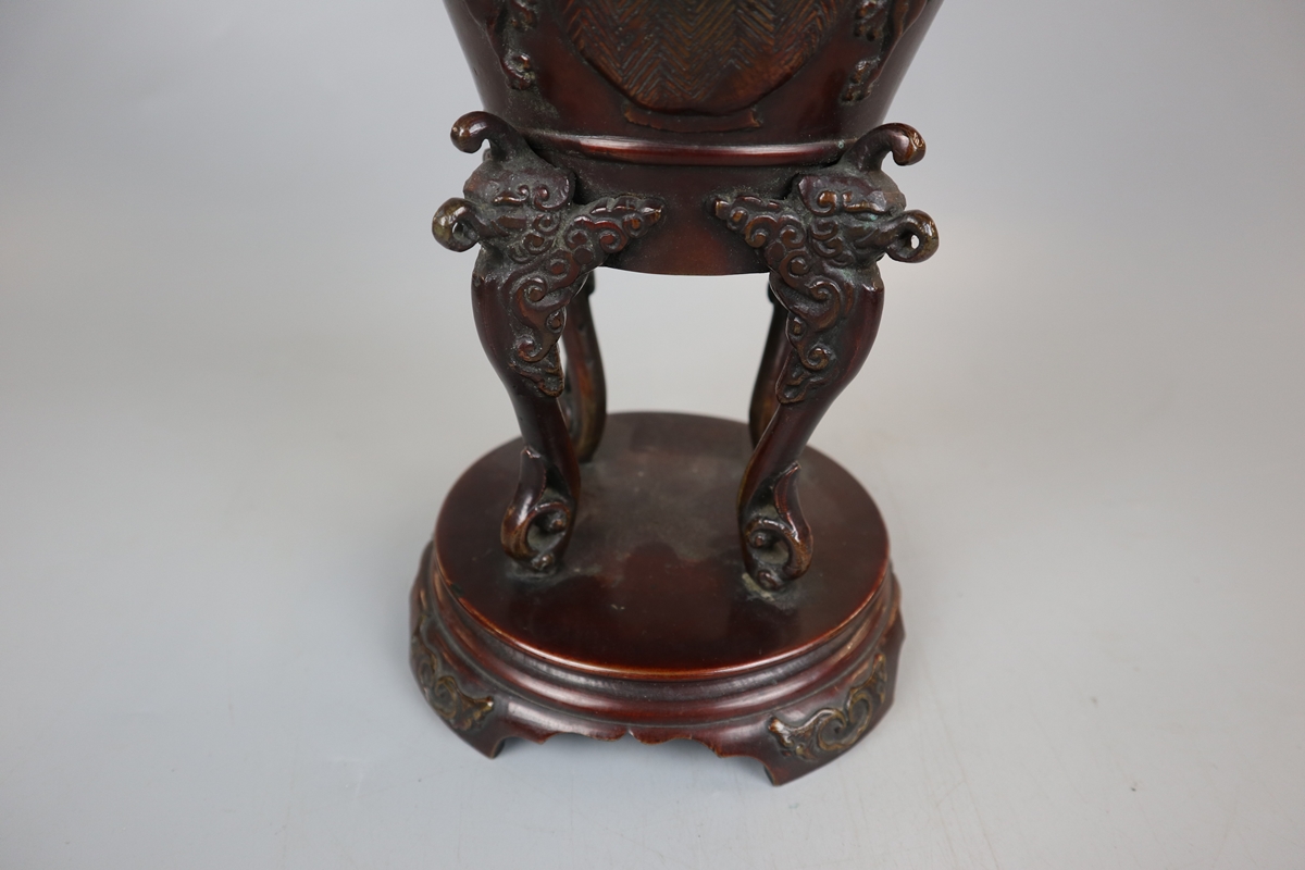 Oriental bronze urn - Approx height: 35cm - Image 4 of 8