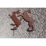 Pair of metal boxing hare silhouettes